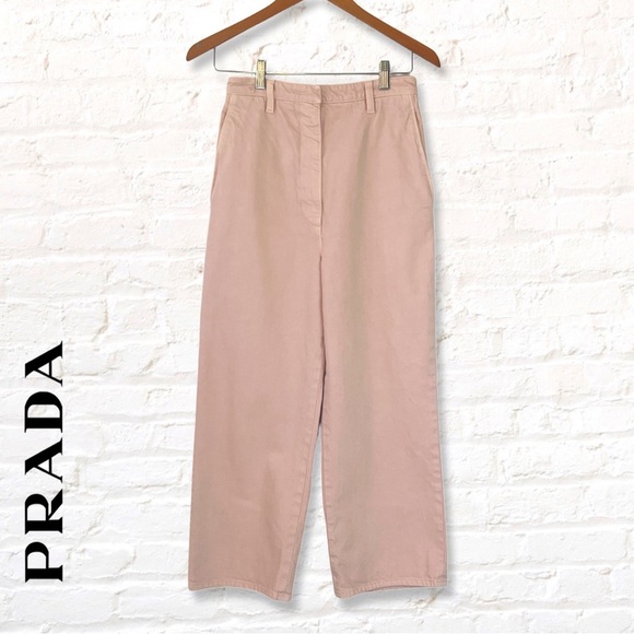 PRADA Milano High Rise Wide Leg Cropped Jeans Size 2 Regular Fit Pink - Picture 11 of 11